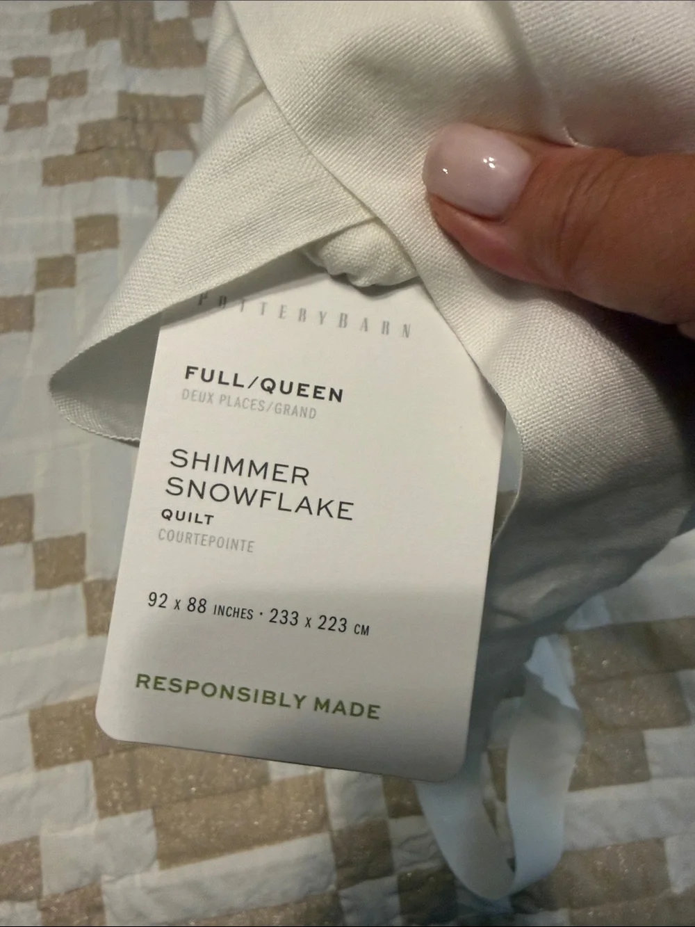 Pottery Barn Shimmer Snowflake  Full/Queen Quilt